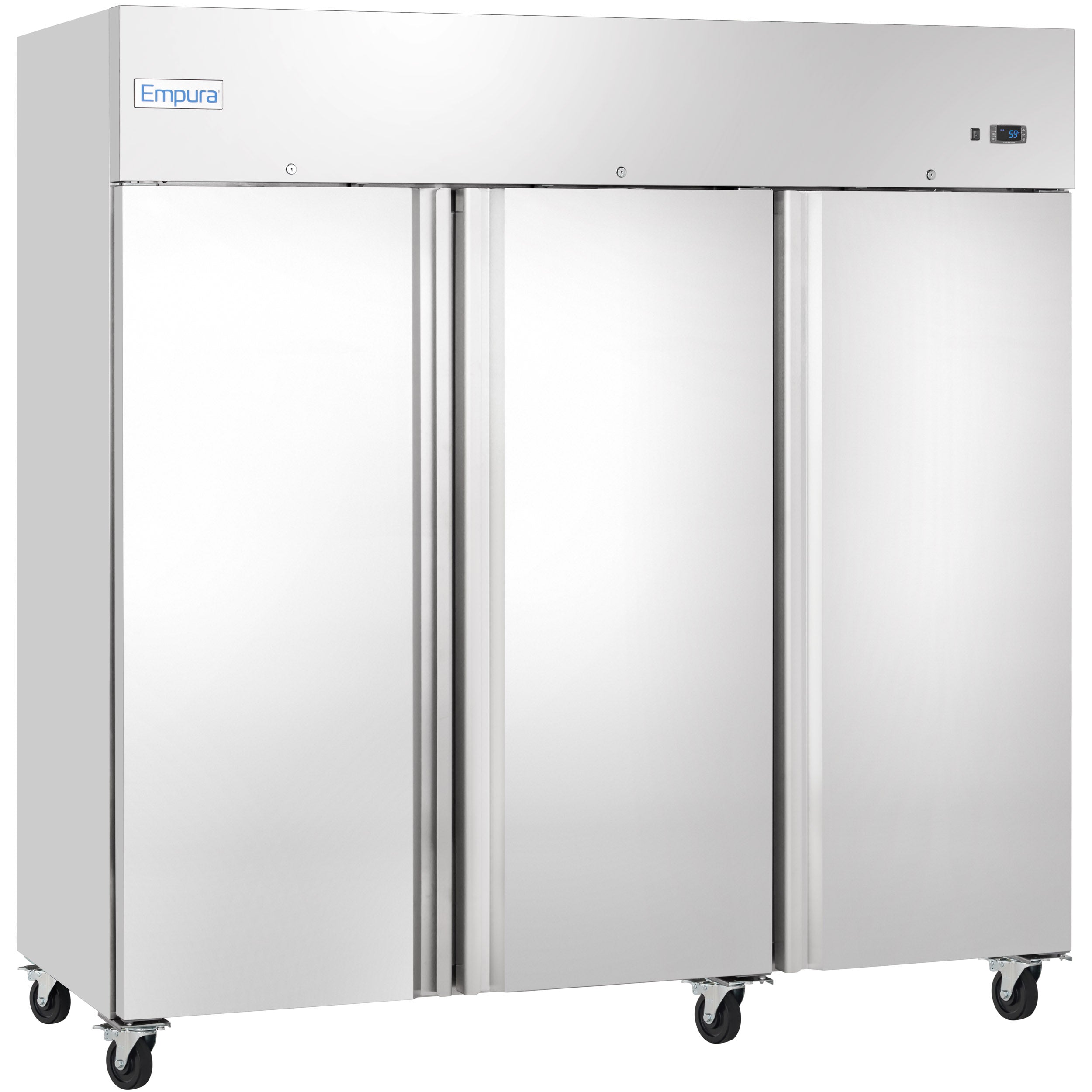 81" Commercial Stainless Steel 3 Door Reach-In Freezer