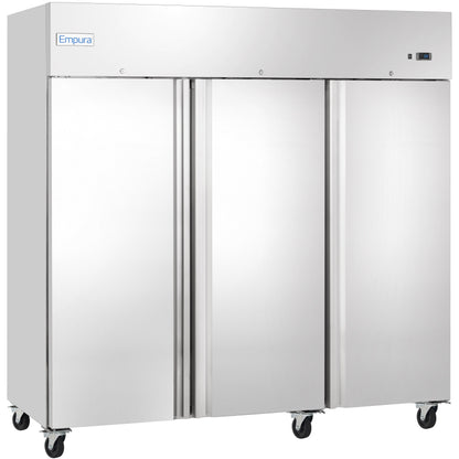 81" Commercial Stainless Steel 3 Door Reach-In Freezer