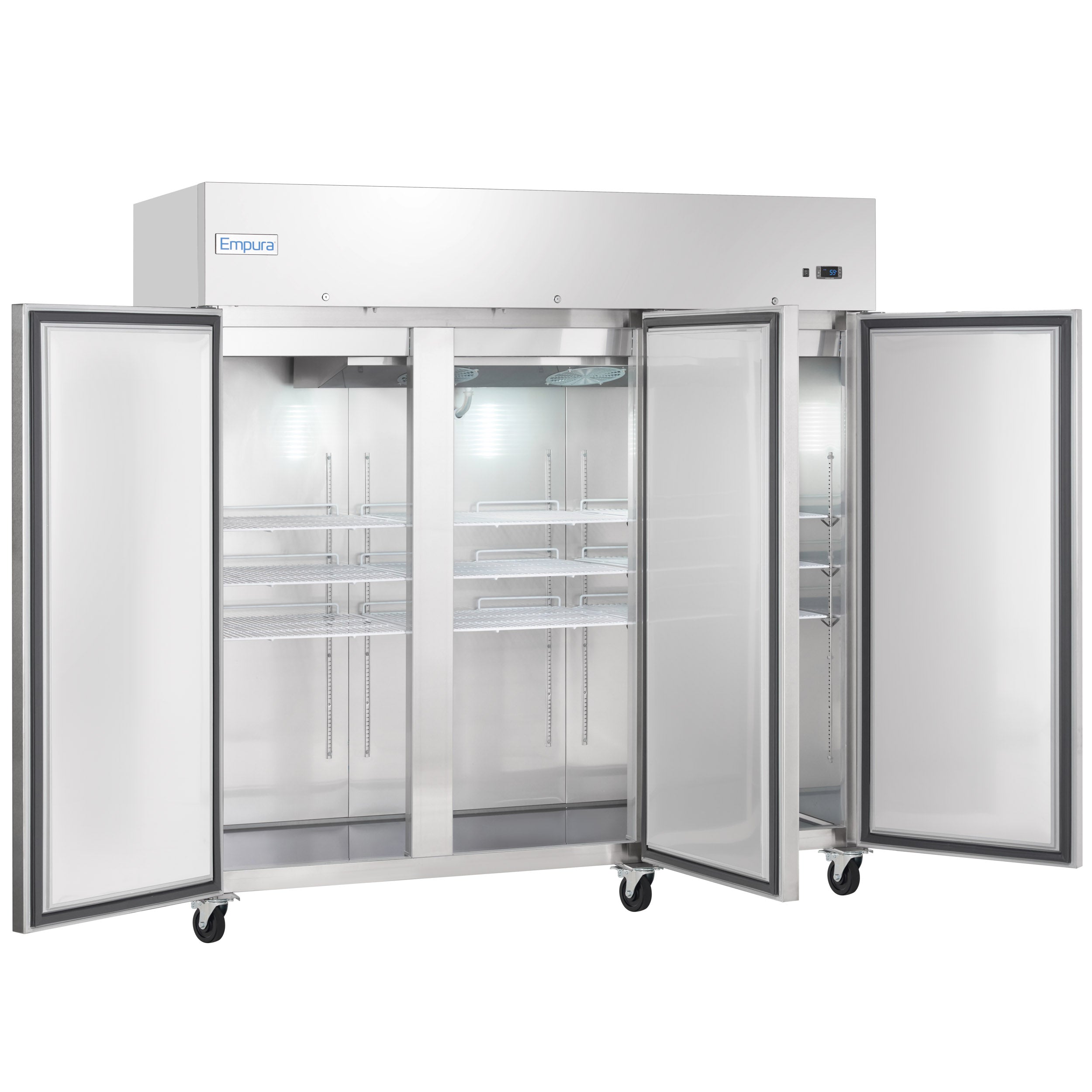 81" Commercial Stainless Steel 3 Door Reach-In Freezer
