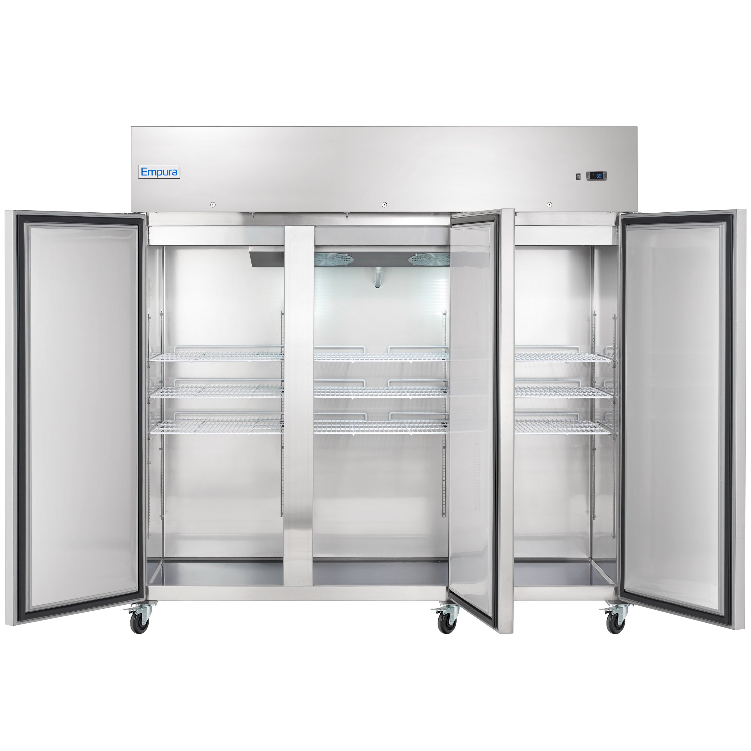 81" Commercial Stainless Steel 3 Door Reach-In Freezer