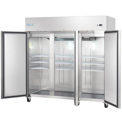 81" Commercial Stainless Steel 3 Door Reach-In Freezer
