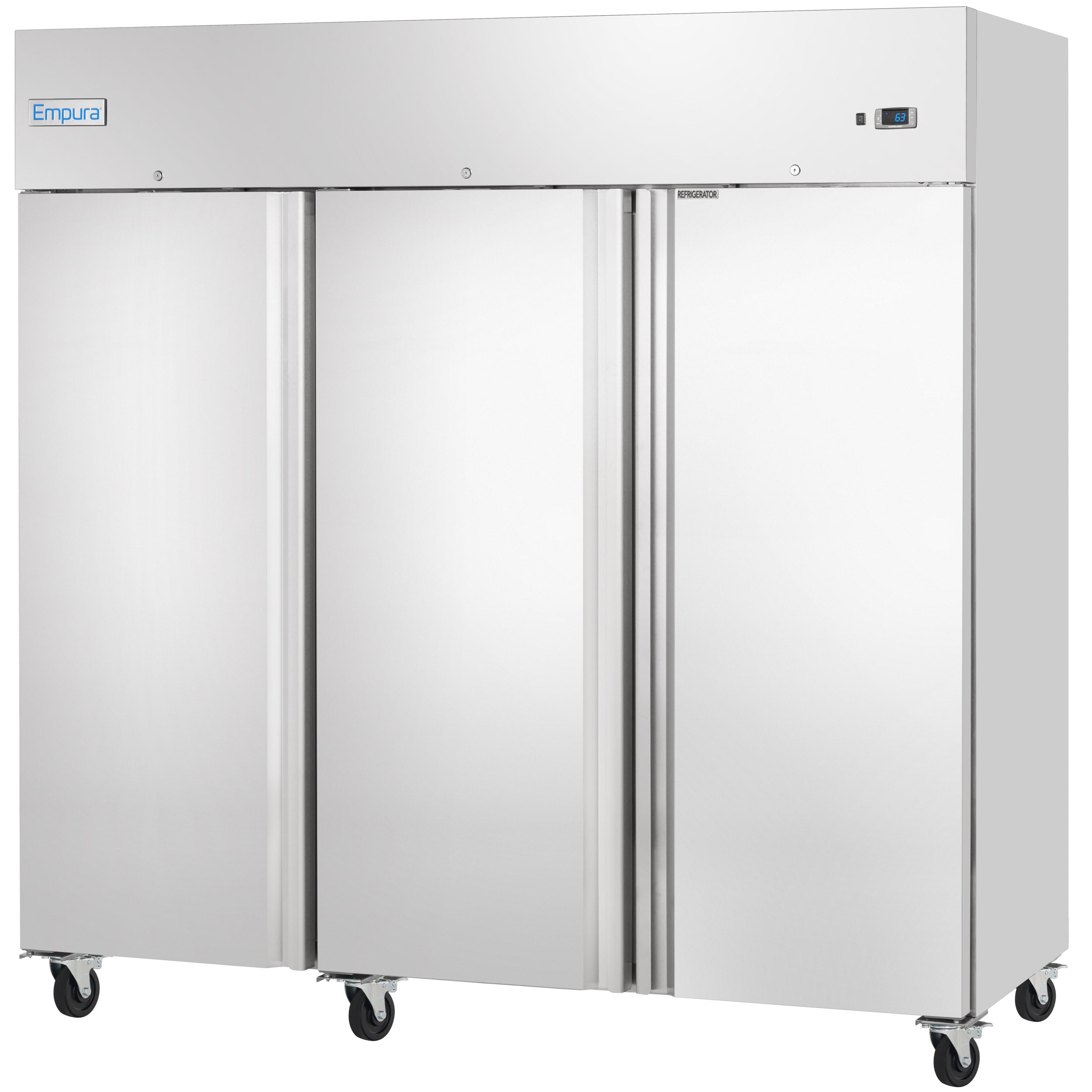 81" Commercial Stainless Steel 3 Door Reach-In Refrigerator