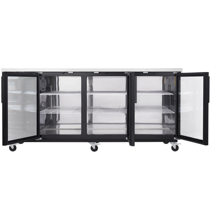 90" x 28" Swing Glass Door Powder Coated Black Stainless Steel Commercial Back Bar Refrigerator
