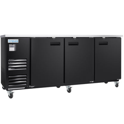 90" x 28" Swing Solid Door Powder Coated Black Stainless Steel Commercial Back Bar Refrigerator