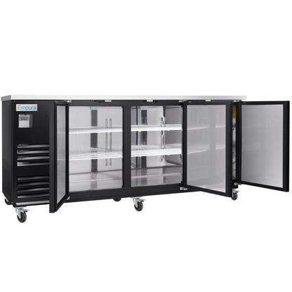 90" x 28" Swing Solid Door Powder Coated Black Stainless Steel Commercial Back Bar Refrigerator