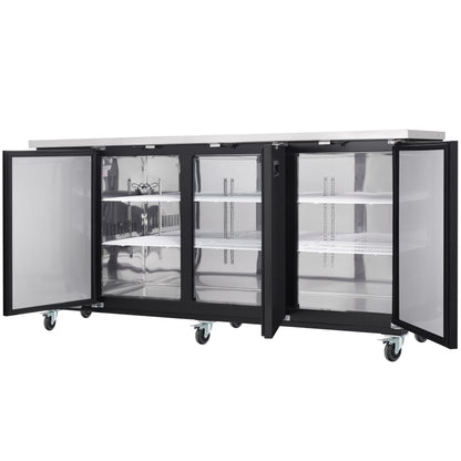 90" x 28" Swing Solid Door Powder Coated Black Stainless Steel Commercial Back Bar Refrigerator