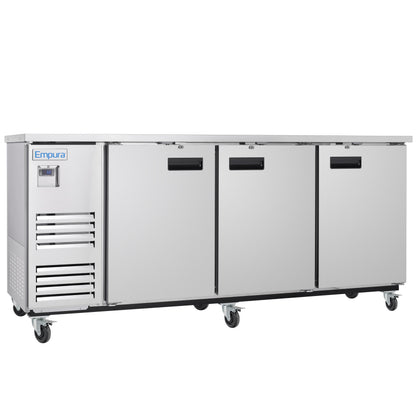 90" x 28" Swing Solid Door Stainless Steel Commercial Back Bar Refrigerator