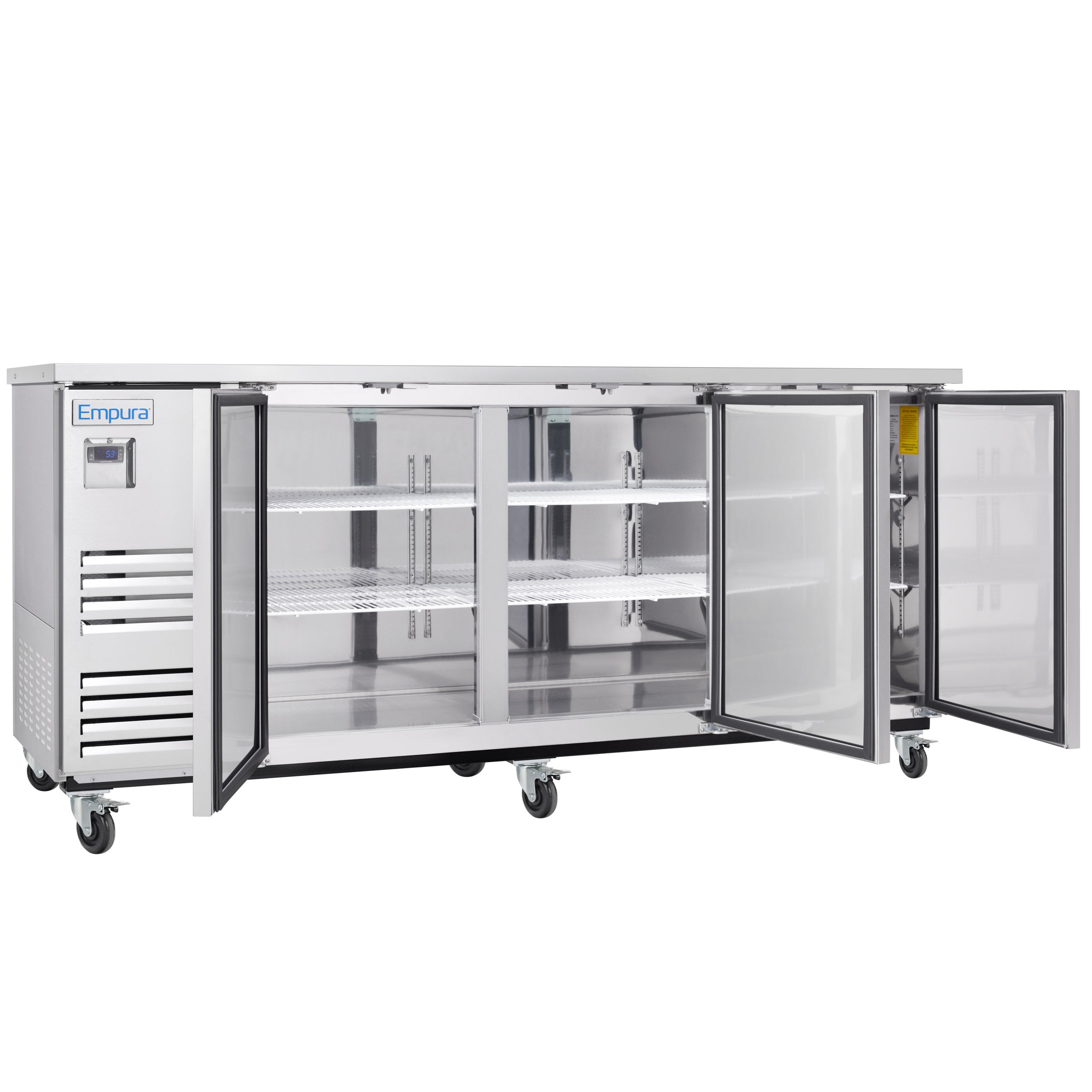 90" x 28" Swing Solid Door Stainless Steel Commercial Back Bar Refrigerator