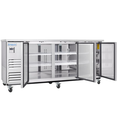 90" x 28" Swing Solid Door Stainless Steel Commercial Back Bar Refrigerator