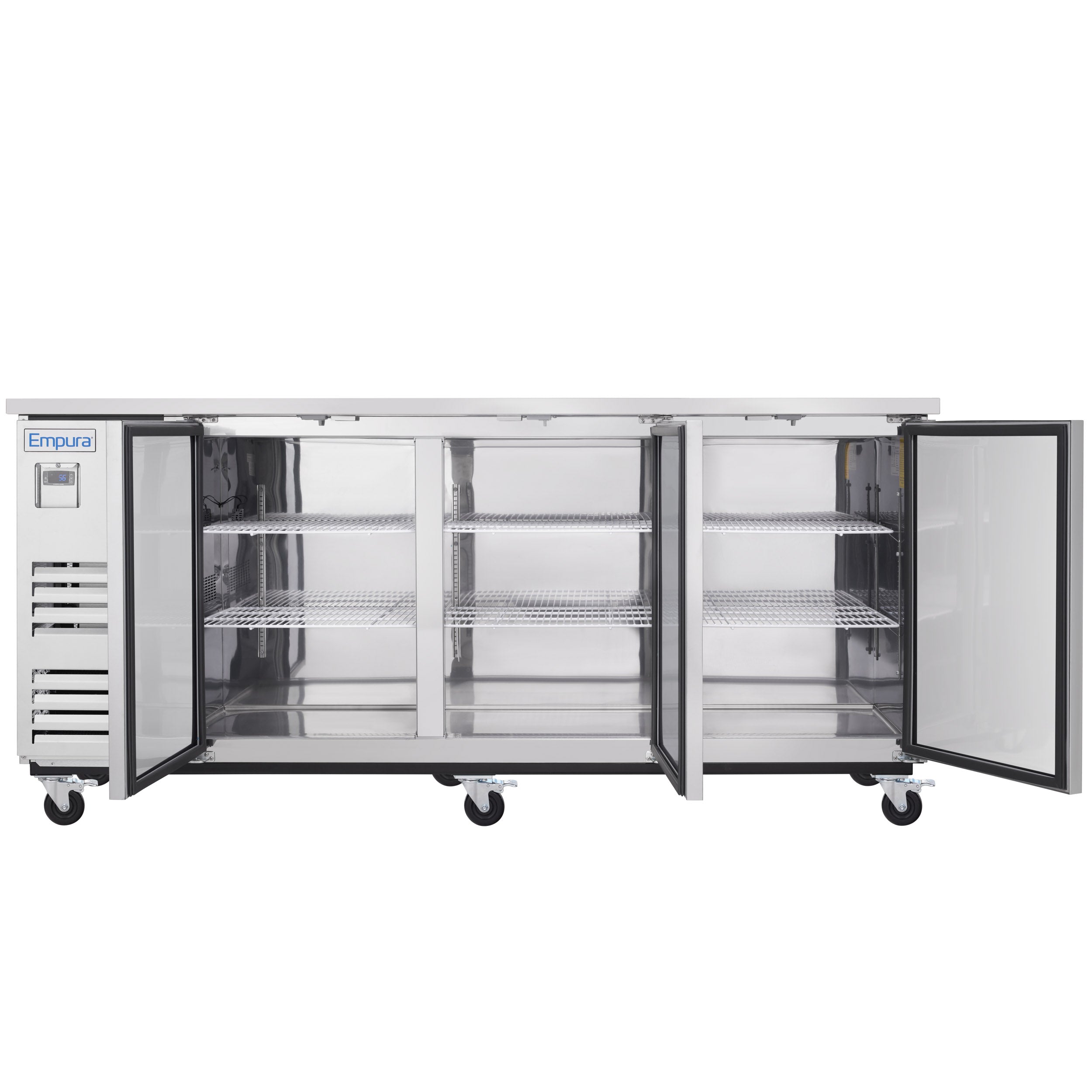 90" x 28" Swing Solid Door Stainless Steel Commercial Back Bar Refrigerator