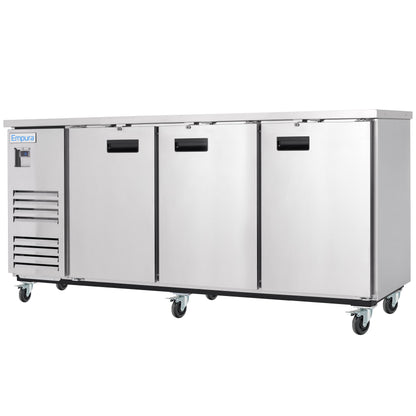 90" x 28" Swing Solid Door Stainless Steel Commercial Back Bar Refrigerator