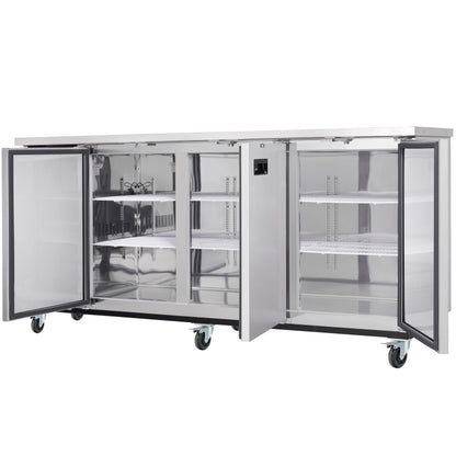 90" x 28" Swing Solid Door Stainless Steel Commercial Back Bar Refrigerator