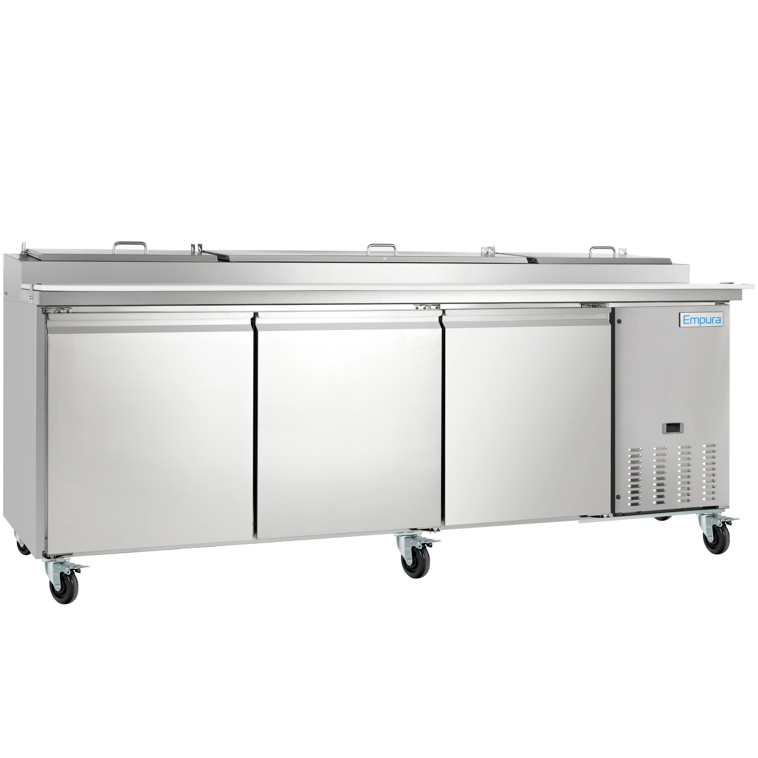 94" 3 Door Commercial Refrigerated Stainless Steel Pizza Prep Table