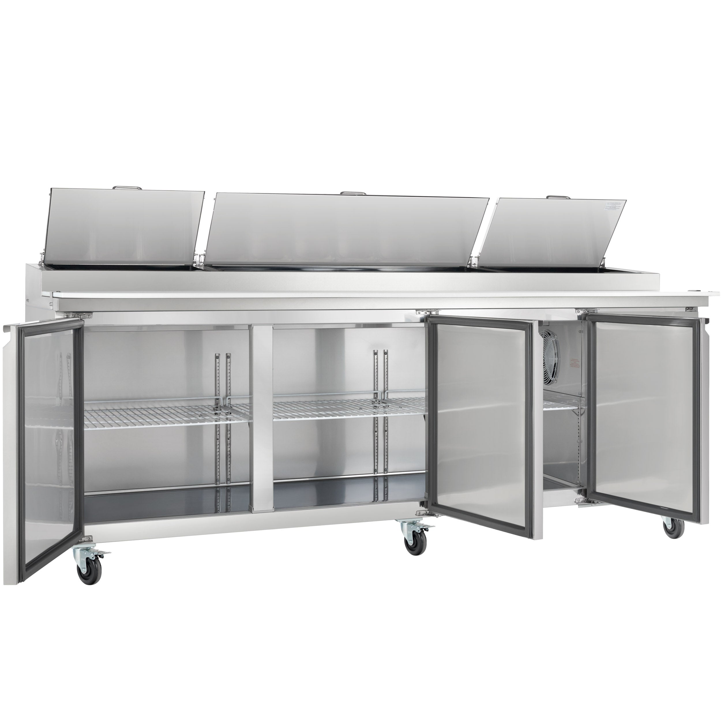 94" 3 Door Commercial Refrigerated Stainless Steel Pizza Prep Table