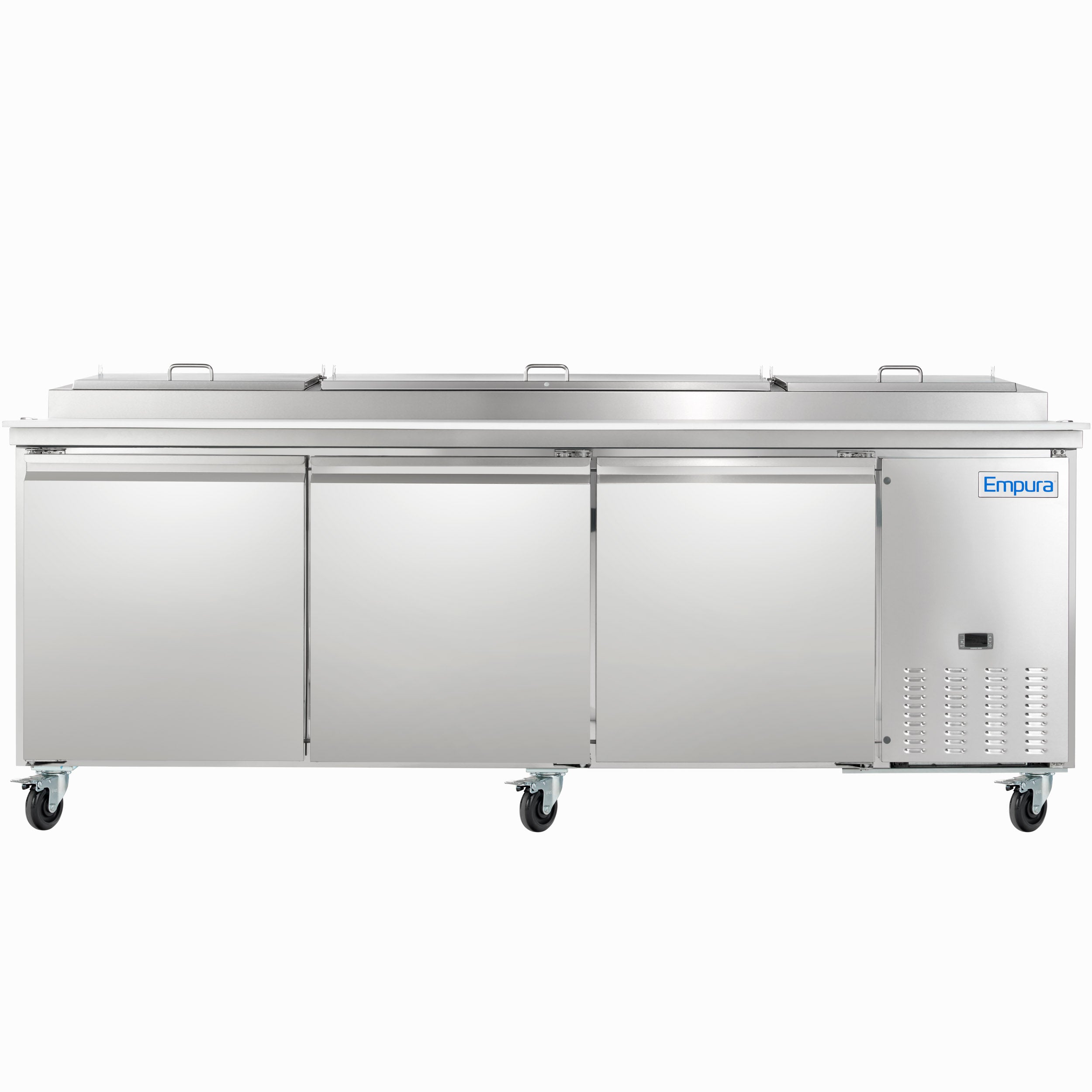 94" 3 Door Commercial Refrigerated Stainless Steel Pizza Prep Table