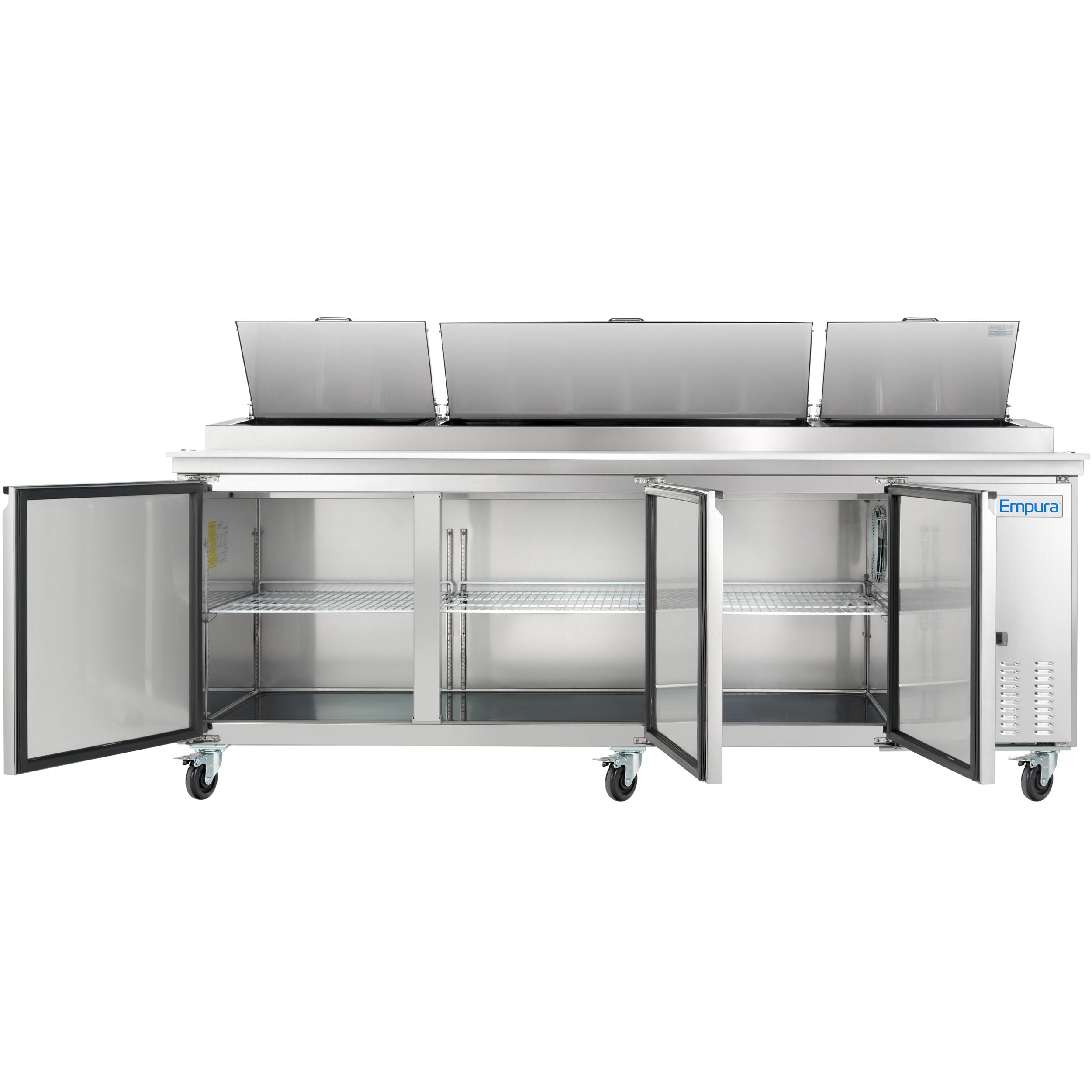 94" 3 Door Commercial Refrigerated Stainless Steel Pizza Prep Table