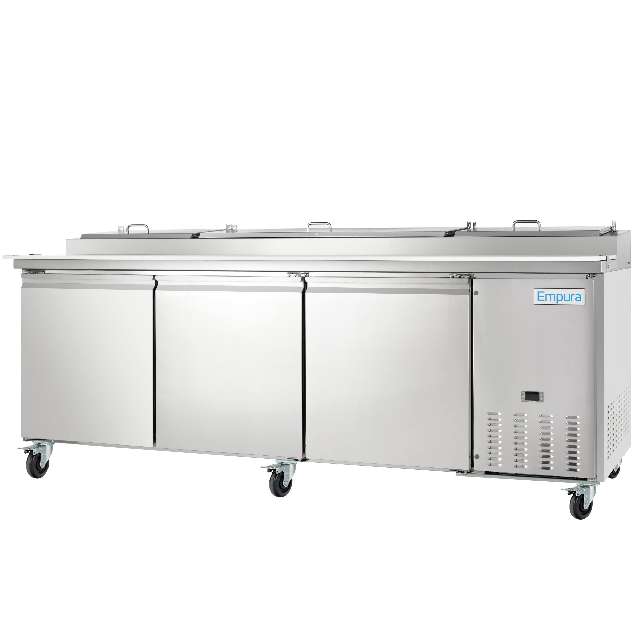 94" 3 Door Commercial Refrigerated Stainless Steel Pizza Prep Table