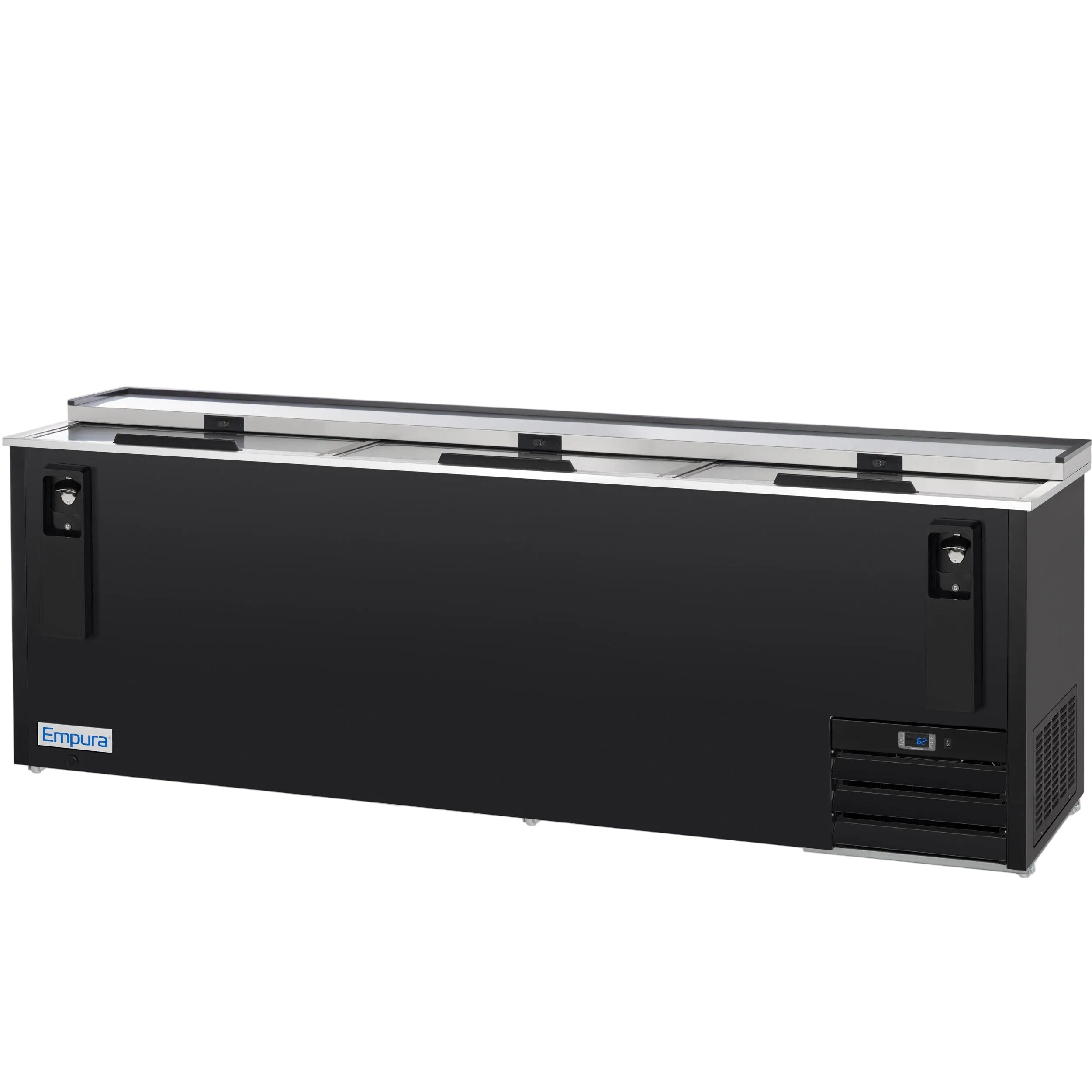 95" Powder Coated Black Stainless Steel Commercial Horizontal Bottle Cooler
