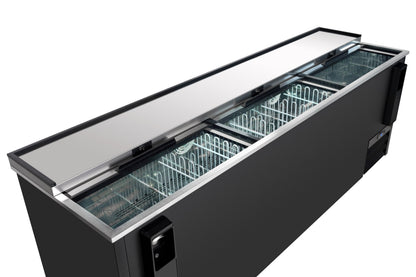 95" Powder Coated Black Stainless Steel Commercial Horizontal Bottle Cooler