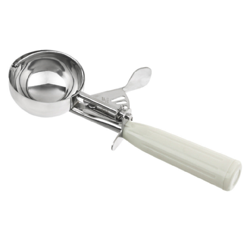 3.25 Oz Stainless Steel Disher Thumb Press Scoop with Ivory Handle
