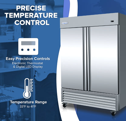54" Commercial 2 Door Reach-In Refrigerator Refrigerator, Reach-In Empura