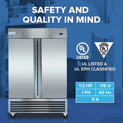 54" Commercial 2 Door Reach-In Refrigerator Refrigerator, Reach-In Empura