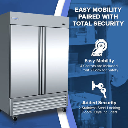 54" Commercial 2 Door Reach-In Refrigerator Refrigerator, Reach-In Empura