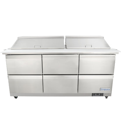 72" 6 Drawer Commercial Mega Top Refrigerated Sandwich and Salad Prep Table