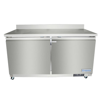 61" Two Door Commercial Work Top Undercounter Refrigerator