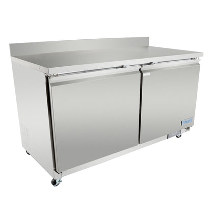 61" Two Door Commercial Work Top Undercounter Refrigerator