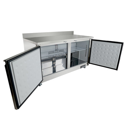 61" Two Door Commercial Work Top Undercounter Refrigerator