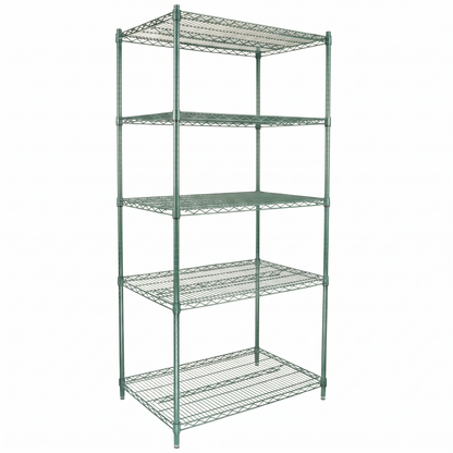 36" x 24" Epoxy 5-Shelf Commercial Wire Shelving Kit Kit with 86" Posts, NSF