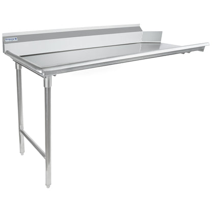 60" Clean Dish Table with Left Drainboard - 16 Gauge 304 Stainless Steel, NSF Dishtable, Clean Straight Empura