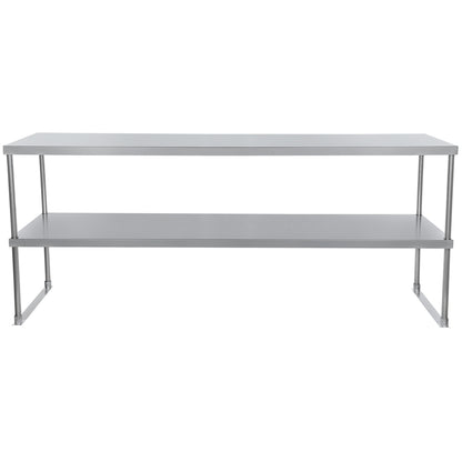 Commercial Double Deck Overshelf, 72" x 18" x 32", 18 Gauge Stainless Steel, Table-Mounted, NSF Overshelf, Table-Mounted Empura