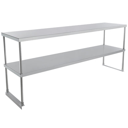 Commercial Double Deck Overshelf, 72" x 18" x 32", 18 Gauge Stainless Steel, Table-Mounted, NSF Overshelf, Table-Mounted Empura
