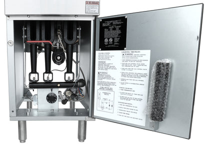 40 lb. Natural Gas Commercial Stainless Steel Floor Fryer - 90,000 BTU Fryer, Gas, Floor Model, Full Pot Empura