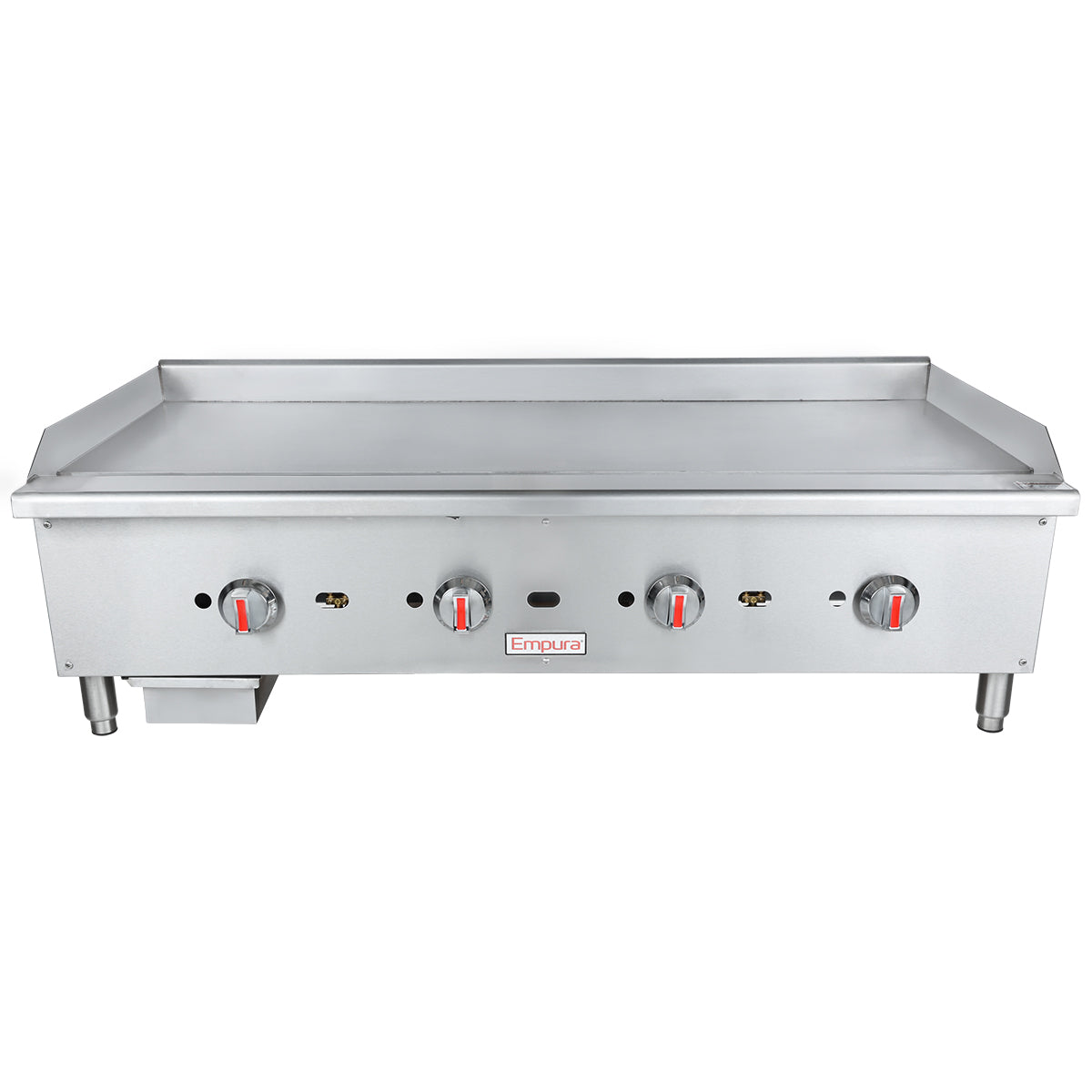 Empura EGG-48S 48" Wide Countertop 4-Burner Stainless Steel Heavy Duty Manual Control Gas Griddle, 120,000 BTU