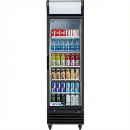 23" Black Swing Commercial Glass Door Merchandiser Refrigerator - 12 cu ft