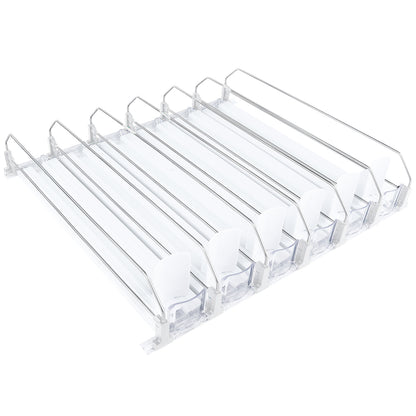 6-Lane White Pusher Bottle Organizer for Refrigerated Shelving