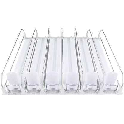 6-Lane White Pusher Bottle Organizer for Refrigerated Shelving