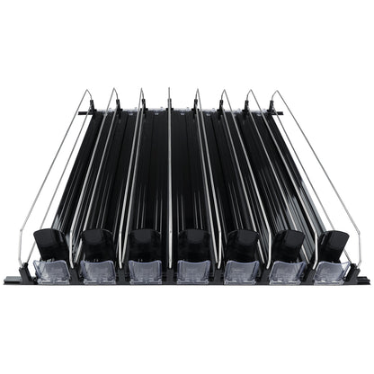 7-Lane Black Pusher Bottle Organizer for Refrigerated Shelving