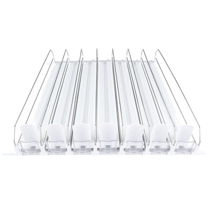 7-Lane White Pusher Bottle Organizer for Refrigerated Shelving