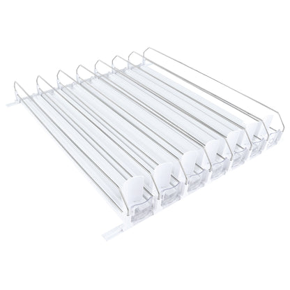 7-Lane White Pusher Bottle Organizer for Refrigerated Shelving