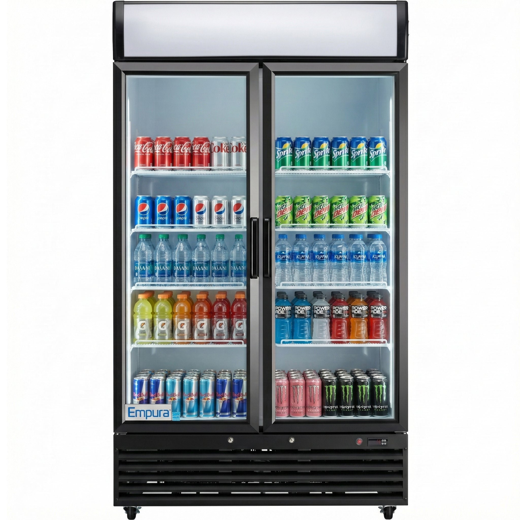 44" Black Swing Commercial Glass Door Merchandiser Refrigerator - 35 cu ft