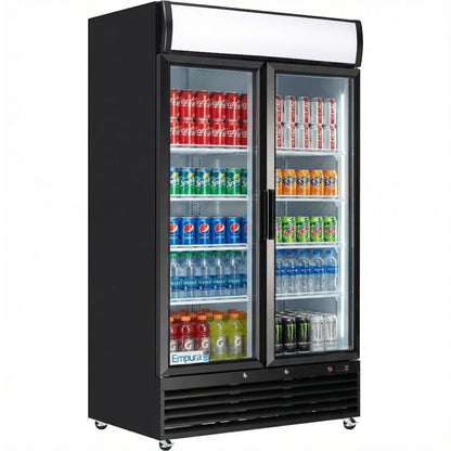 44" Black Swing Commercial Glass Door Merchandiser Refrigerator - 35 cu ft