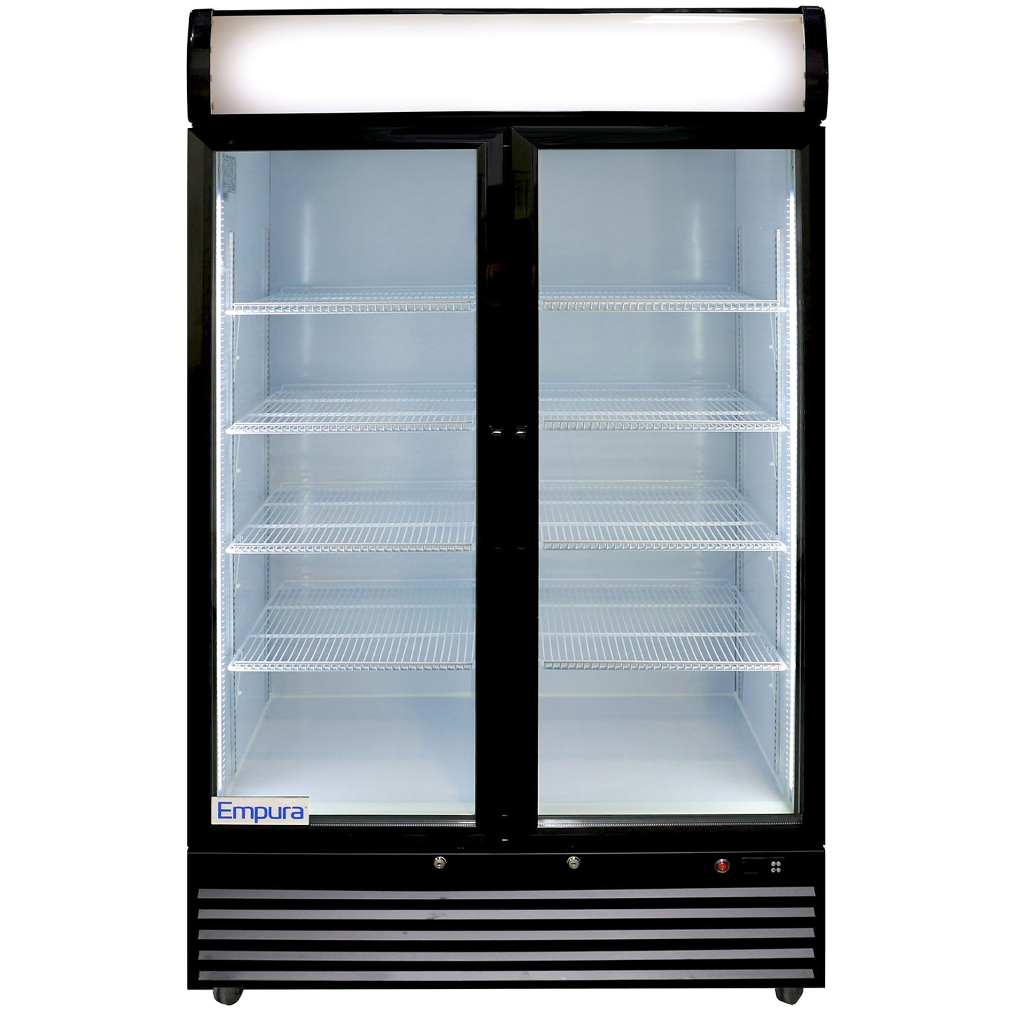 Empura EGM-36B 48.25" Wide Two Section Black Refrigerated Merchandiser With Swinging Glass Doors