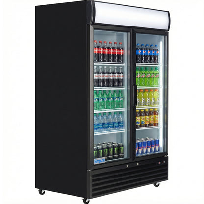 52" Black Swing Commercial Glass Door Merchandiser Refrigerator - 48 cu ft
