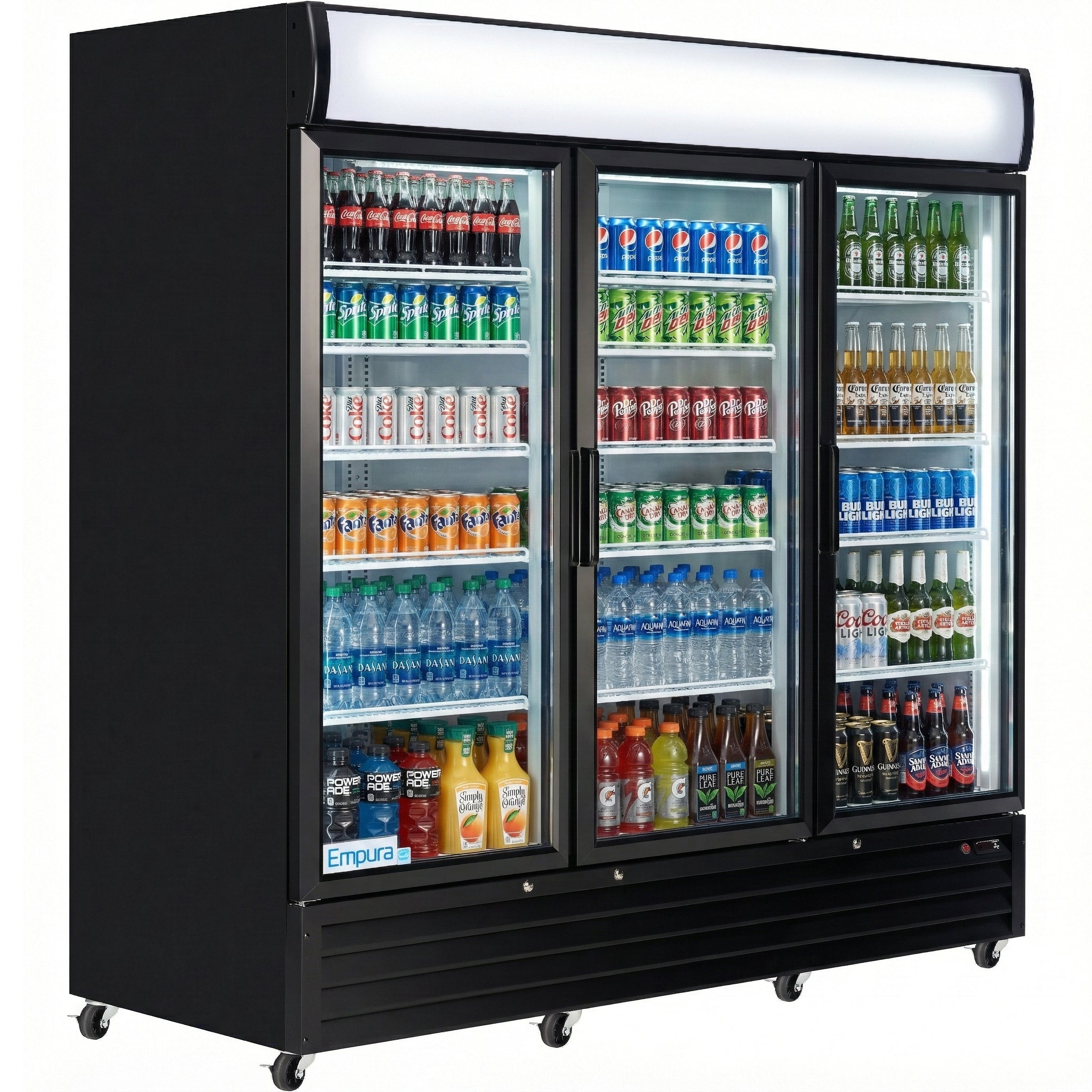 78" Black Swing Commercial Glass Door Merchandiser Refrigerator - 67 cu ft