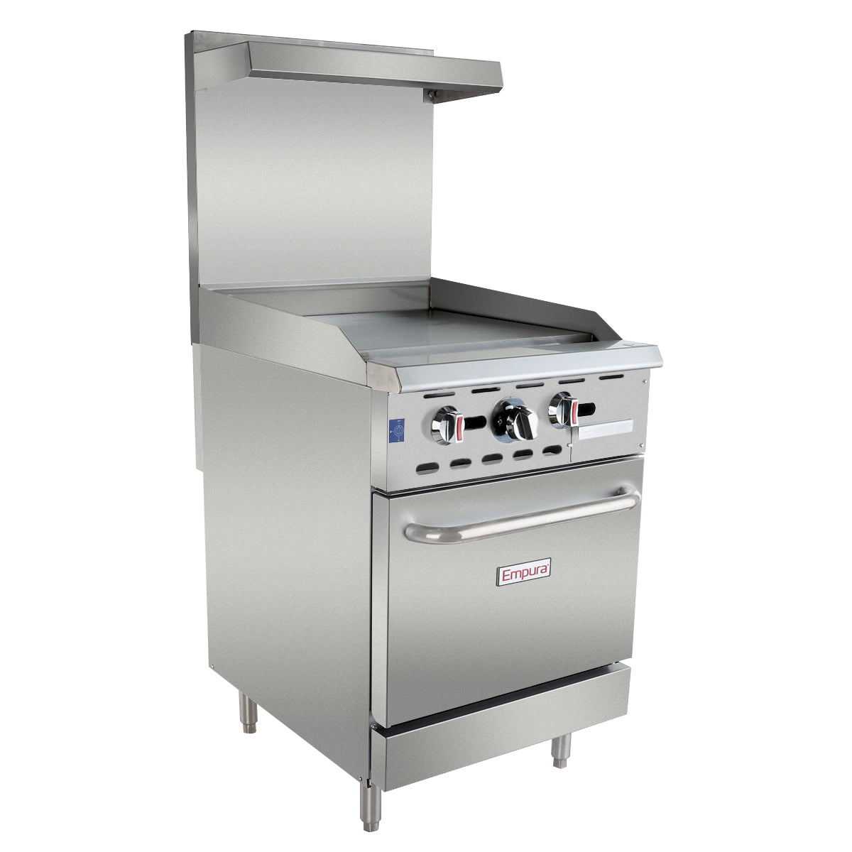 24" Commercial Gas Range with Flat Griddle Top and Oven