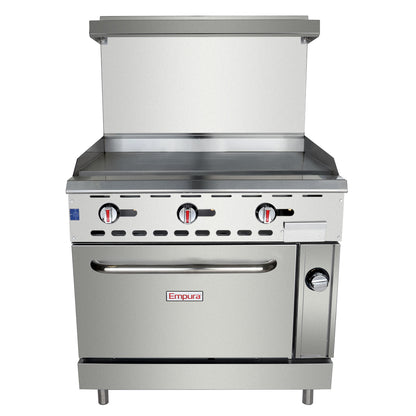 36" Commercial Gas Range with Flat Griddle Top and Oven
